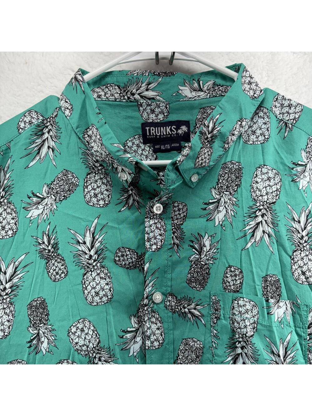 Trunks Surf & Swim Co Hawaiian Pineapple Button Up Shirt AOP Mens XL New W Tags